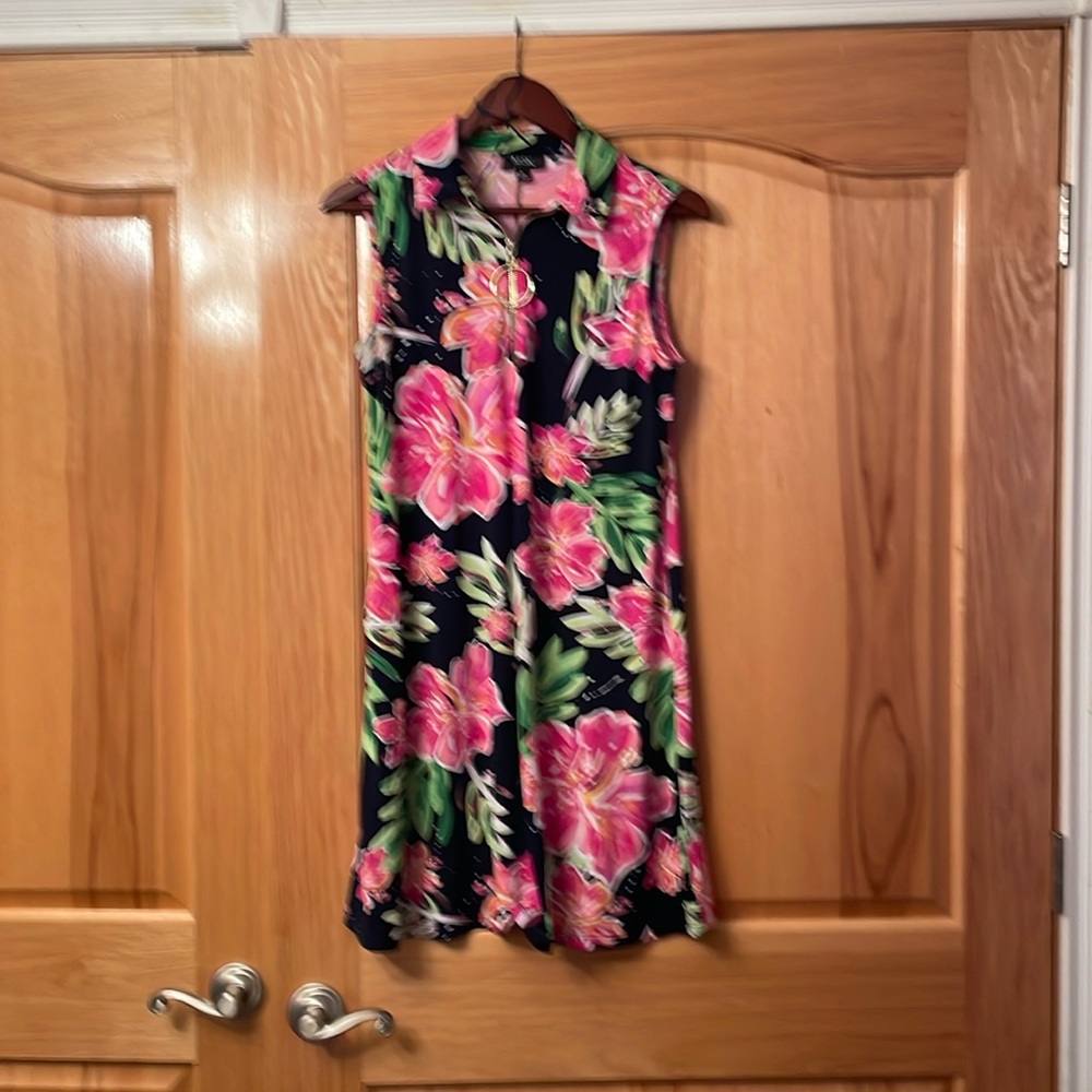 MSK flower pattern sleeveless midi dress